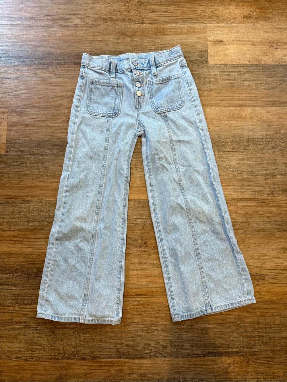 Old Navy Light Blue Wide-Leg Jeans with Front Patch Pockets Girls Size 10